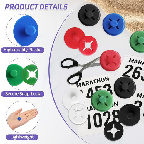Amzlysdok 24PCS Running Bib Clips,Race Bib Clips for Runners, Number Buckle Fixing System, No-Pin Bib Holder