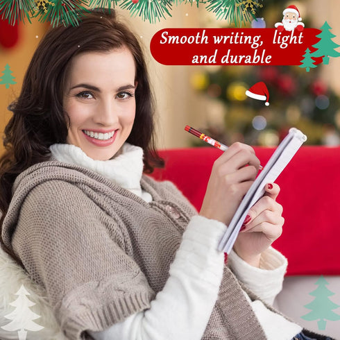 Christmas Pencils Multi-Point Stackable Push Pencils Decorated with Santa, Xmas Tree, Deer, and Snowman (24 Pieces)