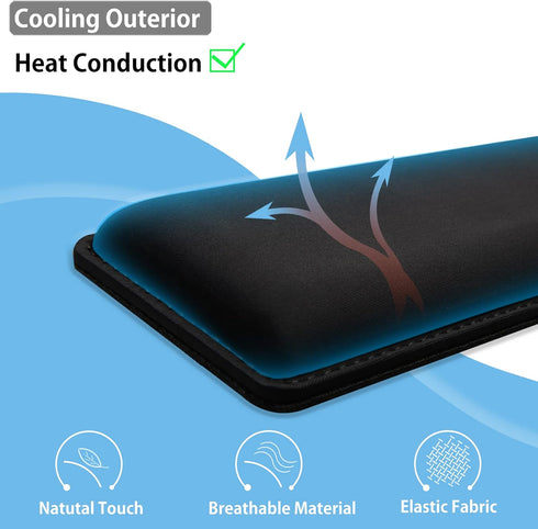 Faluber Cooling Gel Wrist Rest Pad - Full Size 18" Memory Foam Palm Rest with Non-Slip Footpad, Ergonomic Design