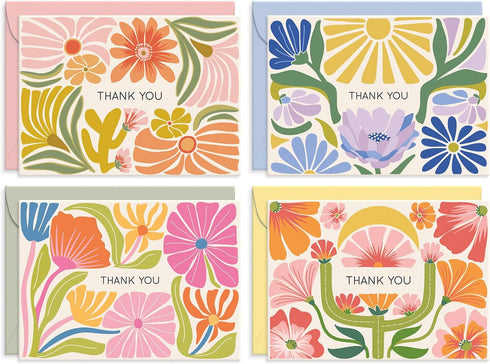 S&O Thank You Cards with Envelopes - Blank Stylish papers for Handwritten