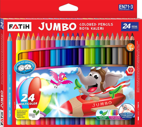 Jumbo Colored Pencils | Set of 24 | with X Big Pencil Sharpener | Pre School & Special Learners by Fatih
