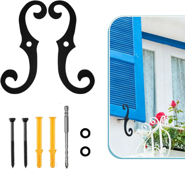 YEAROCK S Style Shutter Dogs Hardware, 6.3" Metal Shutter Fasteners with Set Screwsl,