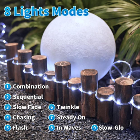 39FT 100LEDs,IP65 LairtPOW Solar Rope Lights Waterproof Outdoor String Light, Palm Tree Lights for Party Garden Yard