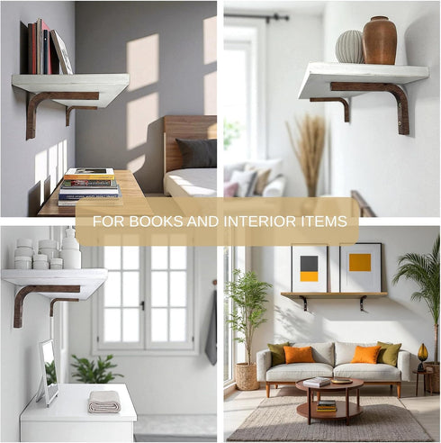 2-Piece Set 6 inch EvenWood of Wooden Shelf Brackets - L Shelf Holders - Floating Shelf Brackets - Wood Shelf Supports