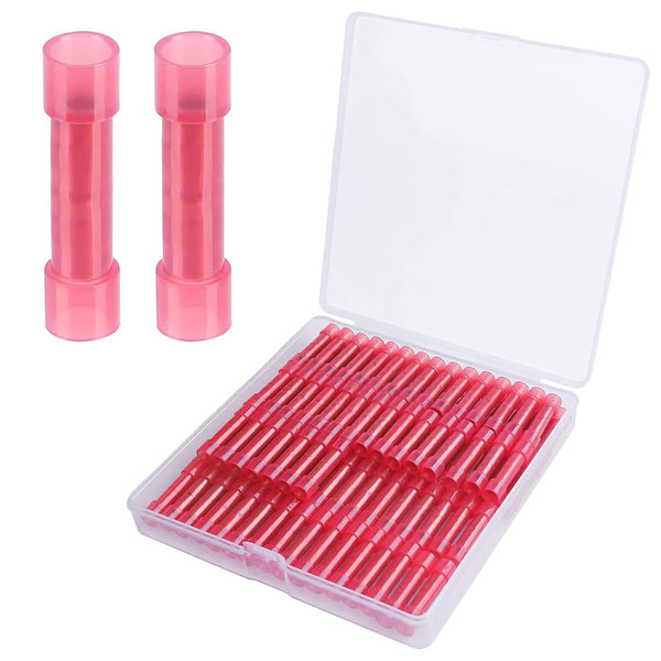 100pcs PA66 Nylon 22-16 AWG Wire Connectors, Electrical Crimp Butt Connector Fully Insulated Splice