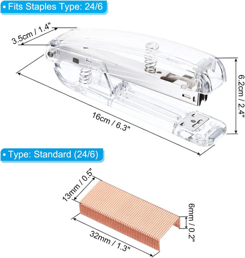 PATIKIL Acrylic Stapler Set, Portable Stylish Manual Effortless Desktop Stapler with 2000 Pcs 24/6 Staples for Classroom Home Office Desk, Silver by PATIKIL