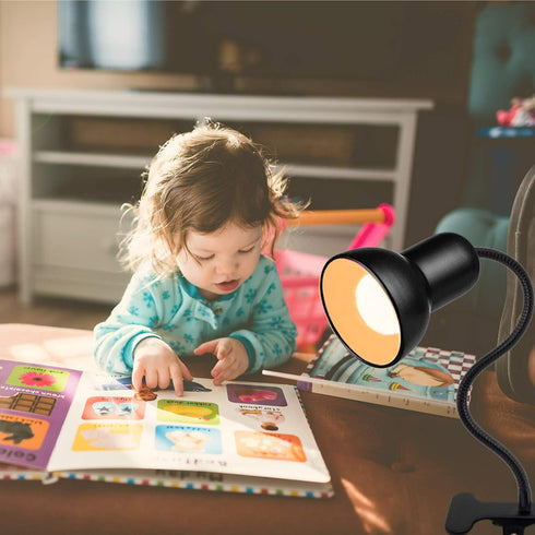 360 Desk Lamp, Rotation Clip On Reading Light - Gooseneck Lamp with Cable, Portable Clamp Light for Bedroom, Office