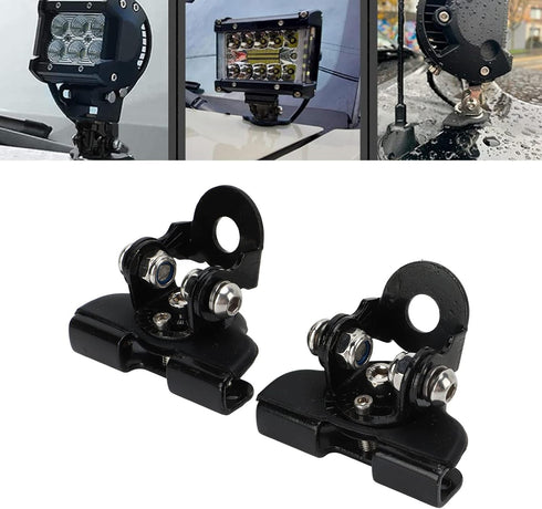 LED Light Bar Mounting Holder, Engine Hood Auto Lights Bar Mounts Bracket Work Lighting Mount Holder Base Stainless Steel Universal Pillar No Drilling for Cars Sedans Excavator Truck SUV Black