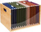 Letter/Legal Bamboo Acrylic File Box Organizer, Decorative Document Crate with Handle for Home Office Desk