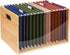 Letter/Legal Bamboo Acrylic File Box Organizer, Decorative Document Crate with Handle for Home Office Desk
