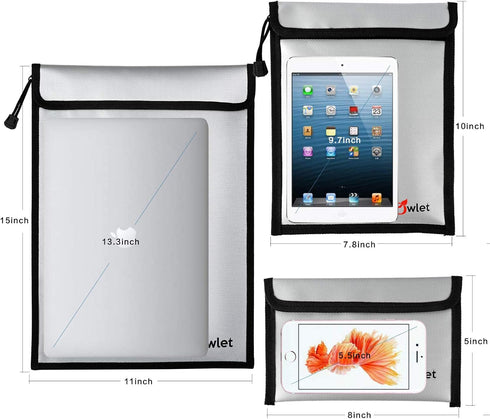 Fireproof Waterproof Money Document Bag - 3 Pack Safe Upgraded Zipper Bags for A4 A5 Documents, Cash, Jewelry, Passport