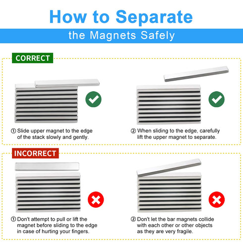 8 Pack 60x10x3 mm, Magnets, Caturledas Heavy Duty Strong Rare Earth Neodymium Magnets with Double Sided Adhesive