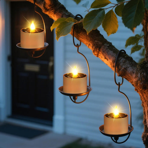 8 Pack 2.3''x2.1'' Solar Tea Lights Outdoor - Waterproof Rechargeable Dusk to Dawn Outdoor Lighting Flameless Flicker
