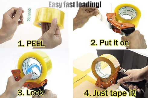 Rapid-Replace Packing Tape Dispenser Gun with Extra Blade, 2 in (50mm) Lightweight Ergonomic Heavy Duty Cutter