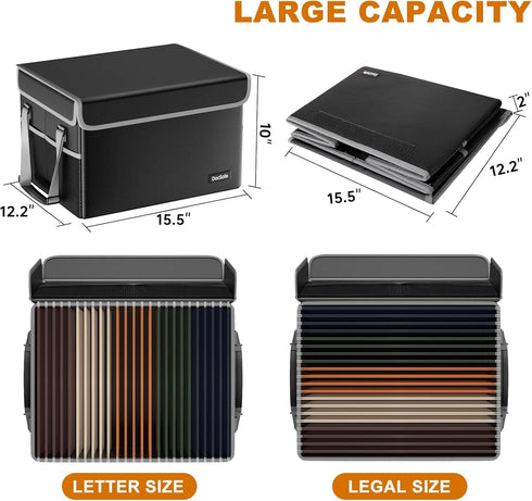 DocSafe Fireproof File Box, Collapsible Document Storage Organizer for Hanging Letter/Legal Folder