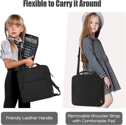 MoKo Zipper Binder, 2 Inch 3 Ring Binder with Zipper, 500 Sheets Capacity, Multi-Pocket Organizer, Black