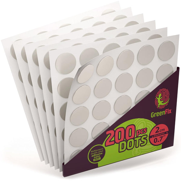 Double Sided Sticky Dots 200PCs, Clear Round Mounting Putty for Hanging Pictures Without Nails - Removable Adhesive