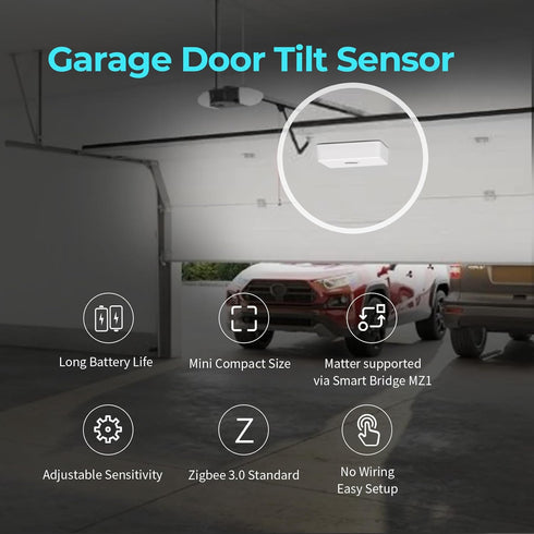 THIRDREALITY Zigbee Smart Garage Door Tilt Sensor, Smart Home Compatibility, Adjustable Sensitivity Levels, Up to 2-Year Battery Life, Zigbee Hub Required