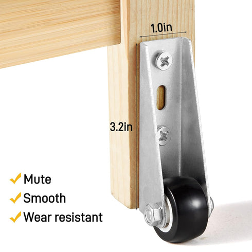 Smtalg 0.9-inch 2PCS Quiet Rubber Caster Wheels, Rolling Casters with Vertical Installation of Extended Bracket