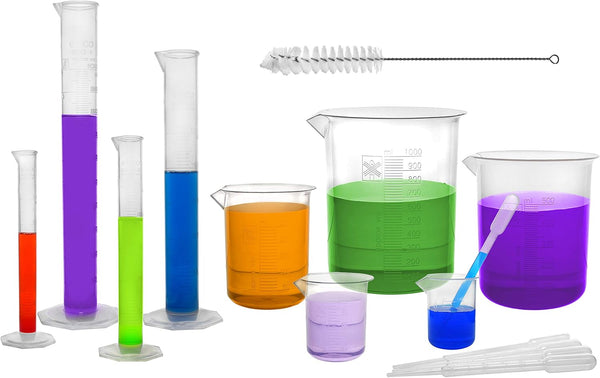 EISCO Ultimate Plastics Kit - 15 Piece Science Lab Set with 5 Polypropylene Beakers, 4 Graduated Cylinders, 5