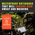 Waterproof Notebook, 3" x 5" All Weather Pocket Notepad, Small Top Spiral Memo Notebook with 80 Waterproof Lined Pages for Outdoor Activities Home Office College School (Black+Green+Orange - 3 Pack)