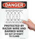 SmartSign "Danger - Protected By Razor Wire & Barbed Wire, Do Not Climb" Sign | 10" x 14" Aluminum
