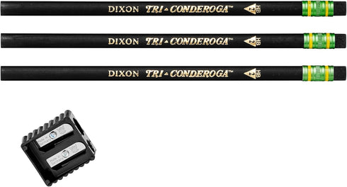 Ticonderoga Tri-Conderoga Triangular Pencils, Wood-Cased #2, Soft Touch Comfort Barrel, Black, 12-Pack (22500)