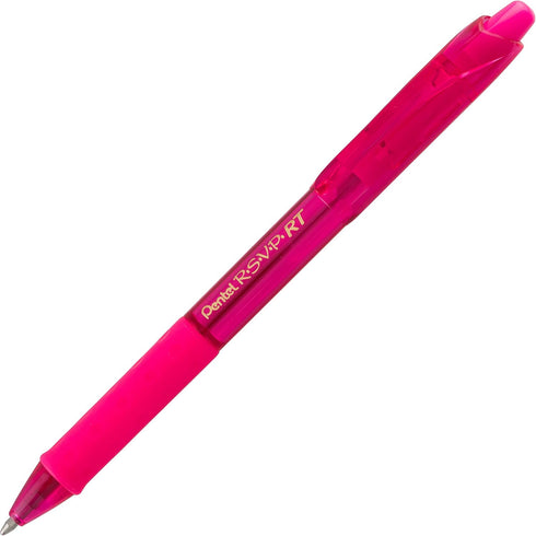 Pentel RSVP RT Colors Retractable Ballpoint Pen, (1.0mm) Medium Line, Barrel, Pink Ink, Box of 12 (BK93CRP-P)