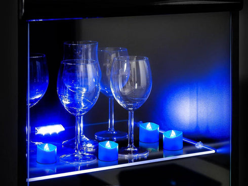 12 Pack Blue Tea Light Candles, Battery Operated Flameless Flickering Votive Tealights for Halloween Wedding Decor