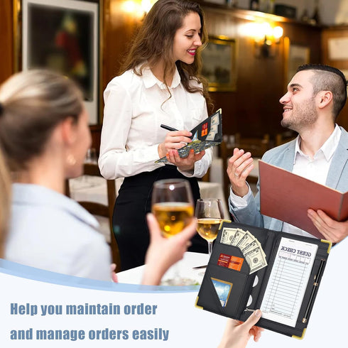 UntilPlan Server Book, Waitress Book with Zipper Pocketsm, Money Server Books, Cash Check Bill Receipt Holder Presenter