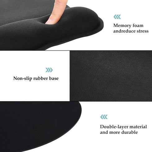 EooCoo Ergonomic Mouse Pad with Wrist Support, Memory Foam Wrist Rest, Non-Slip Base, 9.64 x 8.26 in