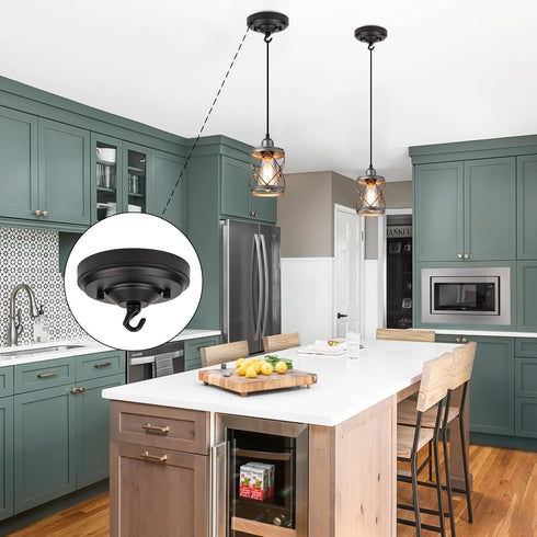 6IN 22LBS Light Canopy Kit, Chandelier Kit with Hook, Matte Black Ceiling Metal for Pendant Light, Chandelier, Grow
