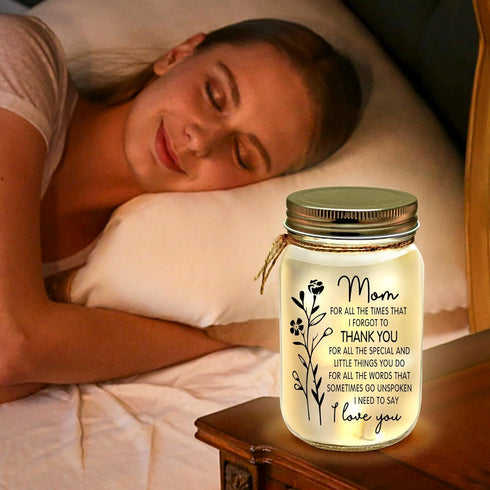 Kenon Mason Jar Night Light Christmas Gift for Mom, Home Decoration Lights, Personalized Jar Night Light Mother's Day