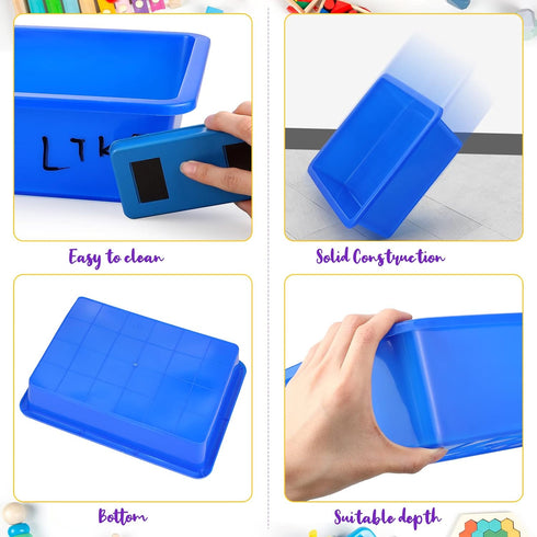 Hoteam 10 Pcs Flat Storage Tray Organizer, Letter Size Plastic Bins for Classroom Art Activity