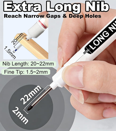 JGFJGF 20mm 5 Set (5, Deep Hole Marker Pens, Long Nib Permanent Pens, Waterproof Permanent Construction Pen for Metal