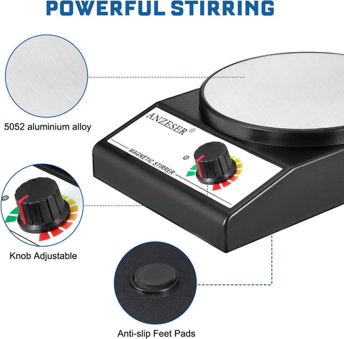 Magnetic Stirrer Magnetic Stir Plate, 3000RPM Lab Stirrers with Stir Bar, Max Stirring Capacity 3000mL