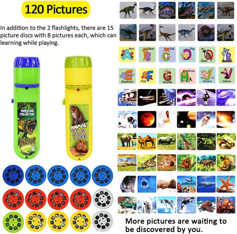 2PCS 26 (120 5 Yeelan Projector Torch Projection Light Torches lamp Flashlight Dinosaur, Sea Animals, Space, Animal