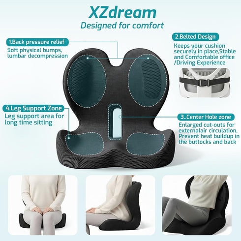 Sciatica,Tailbone,Back Ergonomic Seat Cushion,Office Chair Cushion with Lumbar Support Pillow,Car Orthopedic Seat