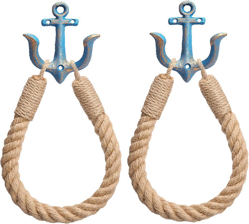 Soarlor 2 Pcs Nautical Toilet Paper Holder Rustic-Industrial Wall-Mounted Nautical Toilet Paper Towel