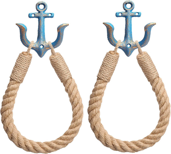 Soarlor 2 Pcs Nautical Toilet Paper Holder Rustic-Industrial Wall-Mounted Nautical Toilet Paper Towel