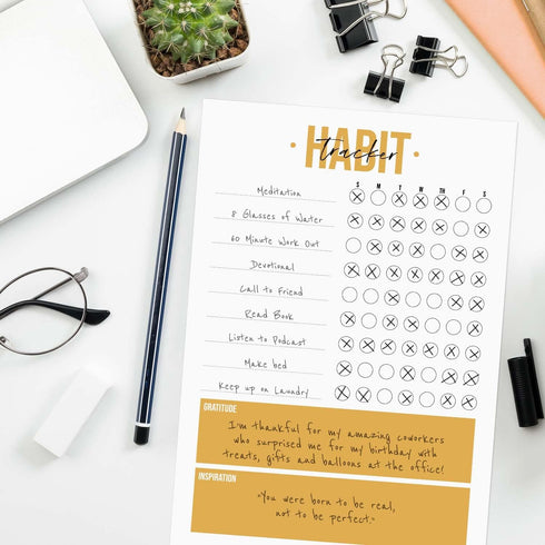 Modern Habit Tracker Sticky Note Pad, 50 Sheets, 8" x 11.5", Positive Habit List, Weekly Accountability Checklist, Made