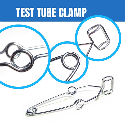 Basic Starter Scientific Lab Tools Pack - Chemistry Set with Crucible Tongs, Lab Spatula, Test Tube Clamps, Stainless