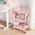 TOOLF Rolling Carts with Wheels, 3 Tier Metal Storage Organizer for Bathroom Kitchen, Pink Utility Cart