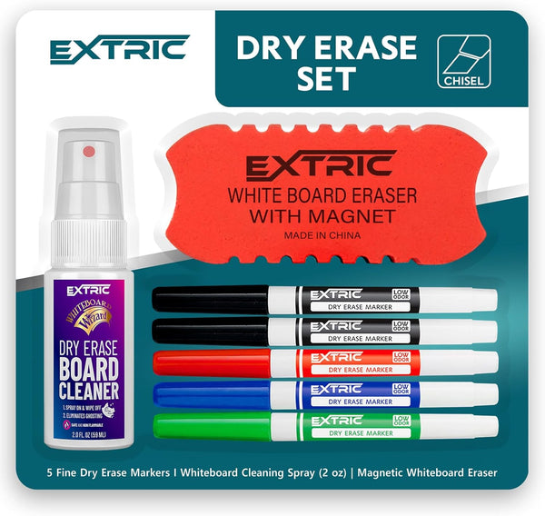 Dry Erase Markers Fine Tip, Bundle of Whiteboard Markers and Eraser for Kids and Teachers
