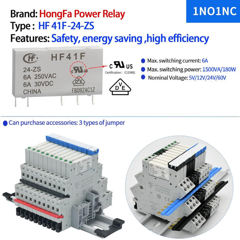 Electromagnetic Relay 24V DC/AC SPDT 6A with LED Indicator, Socket Base, DIN Rail, Ultra Thin 6.2mm