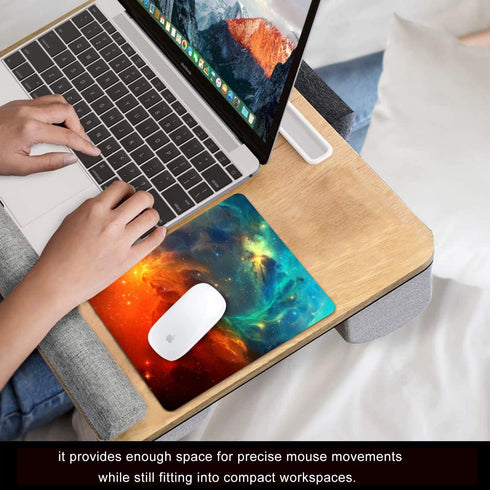 Galaxy Mouse Pad, Orange and Cyan Nebula Mouse Pads for Office Computer, Non-Slip Washable Small Mouse Mat 9.5 X 7.9