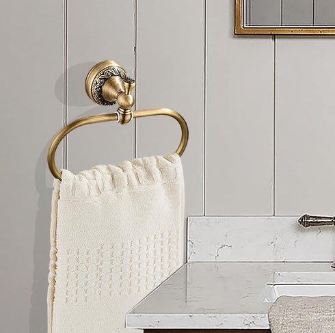 KOCRER 2 Brass Gold Toilet Paper Holder, Antique Hand Towel Ring Retro Hand Towel Holder Tissue Roll Paper Hanger Paper
