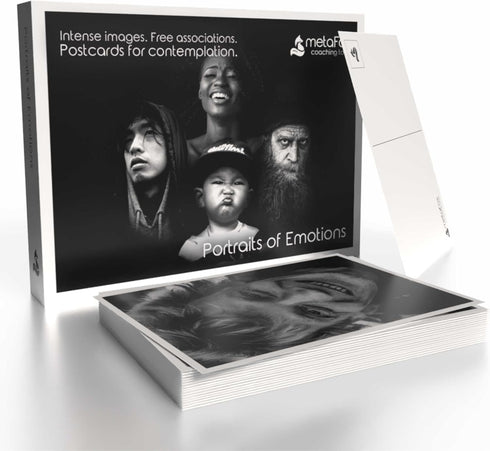 52 metaFox deep Pictures Portraits of Emotions Black and White Coaching Cards for Emotional Awareness, Therapy Tools