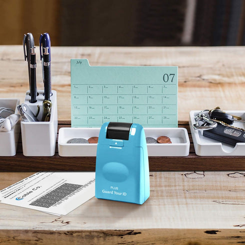 Guard Your ID Identity Protection Stamp Roller - Turquoise Color for Secure Document Shredding