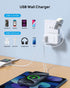 TROND 3 Prong to 2 Prong Adapter with 360 Rotating Plug, 2 Prong Outlet Extender with 3 AC Outlets and 4 USB Ports